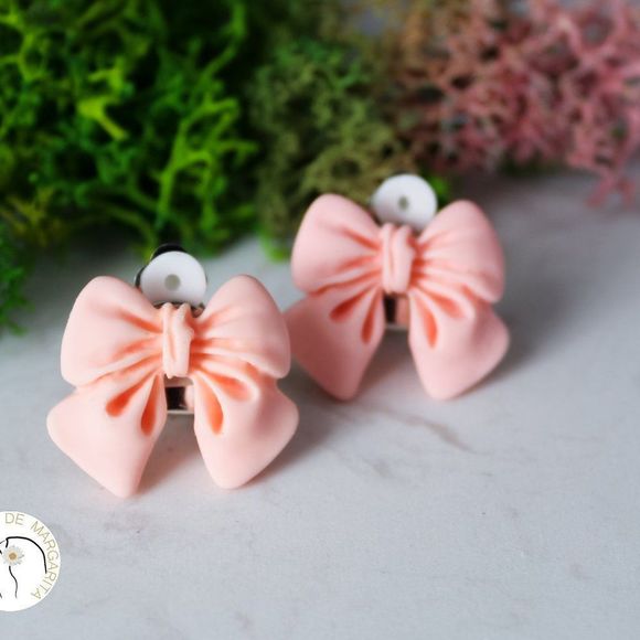 New handmade clip on earrings pastel color bow girls - Picture 4 of 7